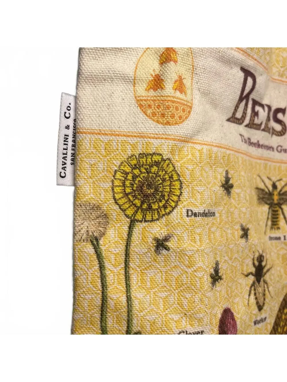 Bees & Honey 100% Cotton Cavallini Canvas Tote Bag 17x13
